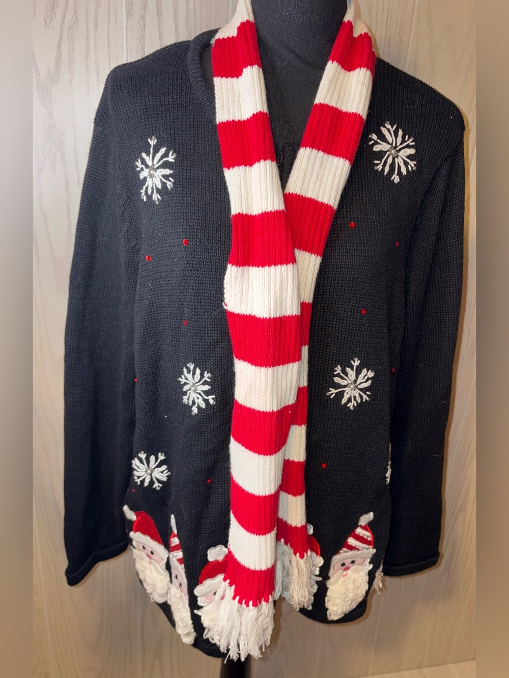 Embroidered Christmas Cardigan Sweater 2X